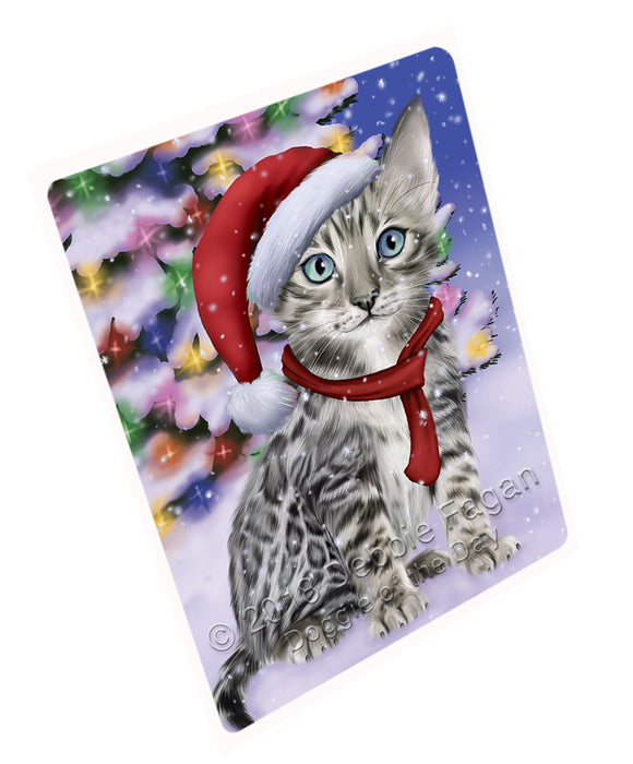 Winterland Wonderland Bengal Cat In Christmas Holiday Scenic Background Cutting Board C65646