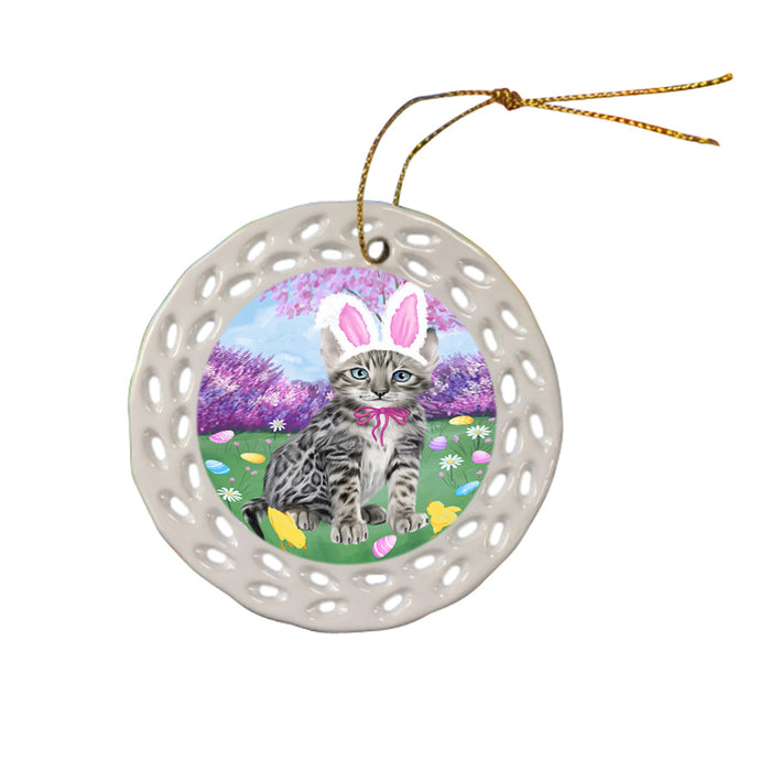 Easter Holiday Bengal Cat Ceramic Doily Ornament DPOR57278