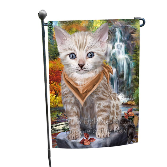 Scenic Waterfall Bengal Cat Garden Flag GFLG51825