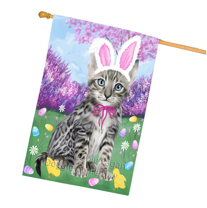 Easter Holiday Bengal Cat House Flag FLG57583