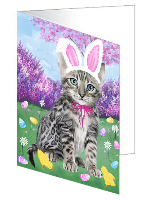 Easter Holiday Bengal Cat Handmade Artwork Assorted Pets Greeting Cards and Note Cards with Envelopes for All Occasions and Holiday Seasons GCD76145