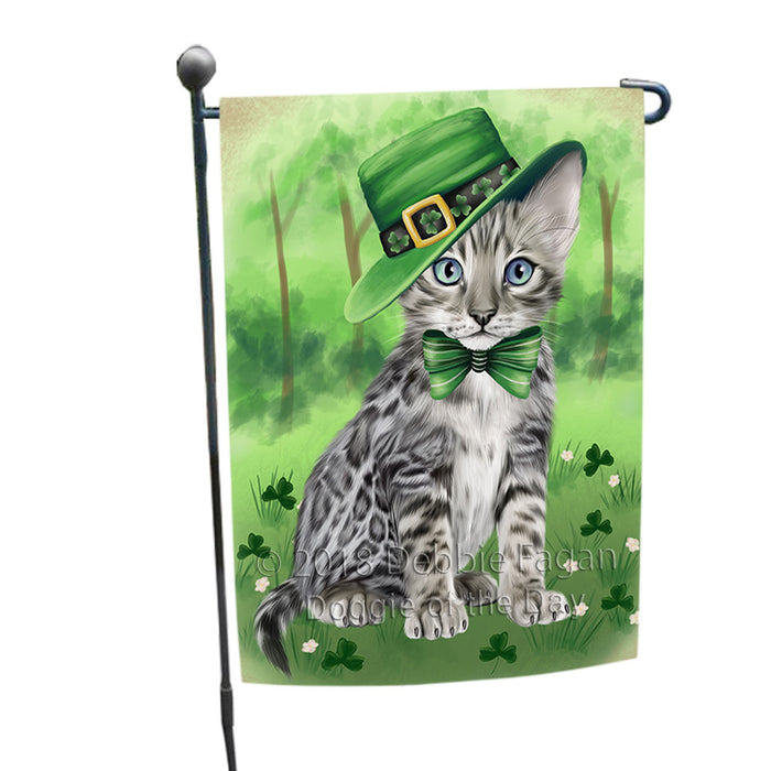 St. Patricks Day Irish Portrait Bengal Cat Garden Flag GFLG64949