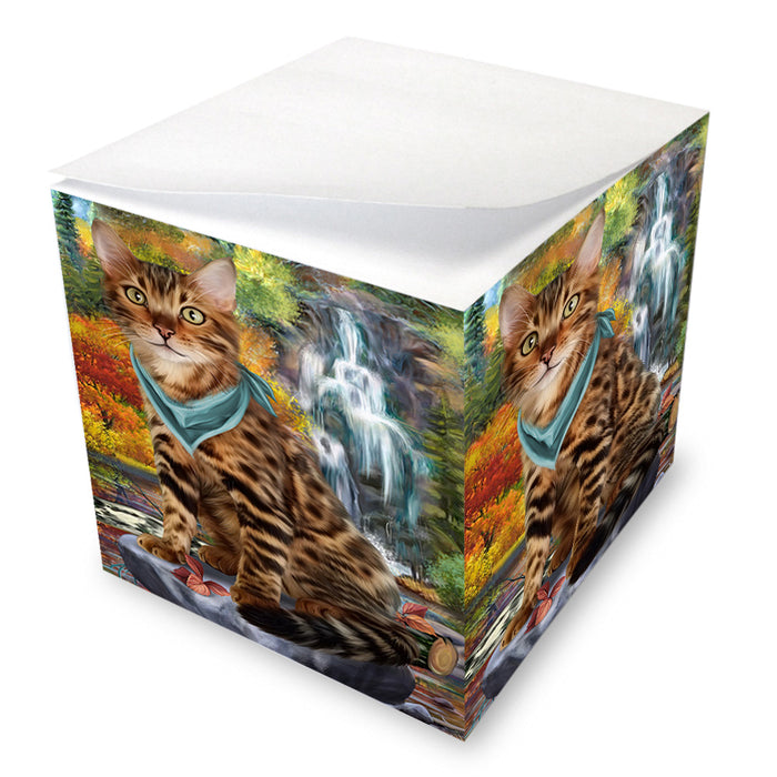 Scenic Waterfall Bengal Cat Note Cube NOC51829