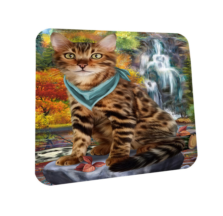 Scenic Waterfall Bengal Cat Coasters Set of 4 CST51788