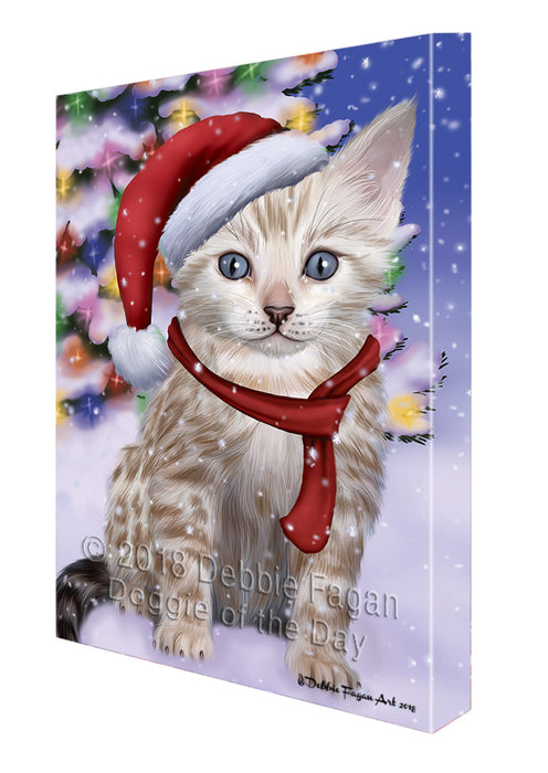 Winterland Wonderland Bengal Cat In Christmas Holiday Scenic Background Canvas Print Wall Art Décor CVS101465
