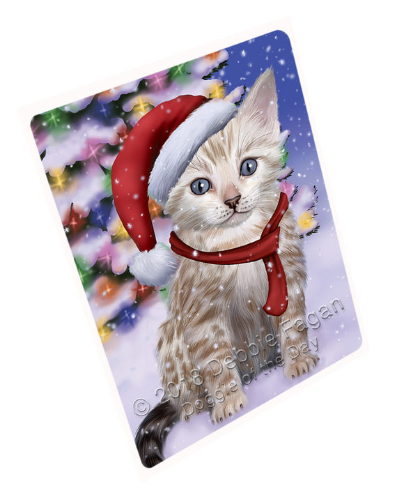 Winterland Wonderland Bengal Cat In Christmas Holiday Scenic Background Cutting Board C65649