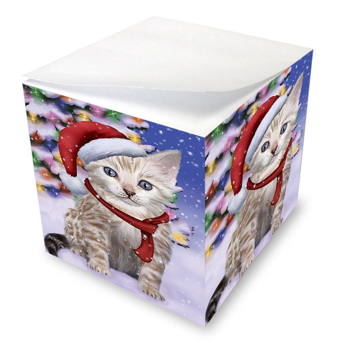 Winterland Wonderland Bengal Cat In Christmas Holiday Scenic Background Note Cube NOC55381