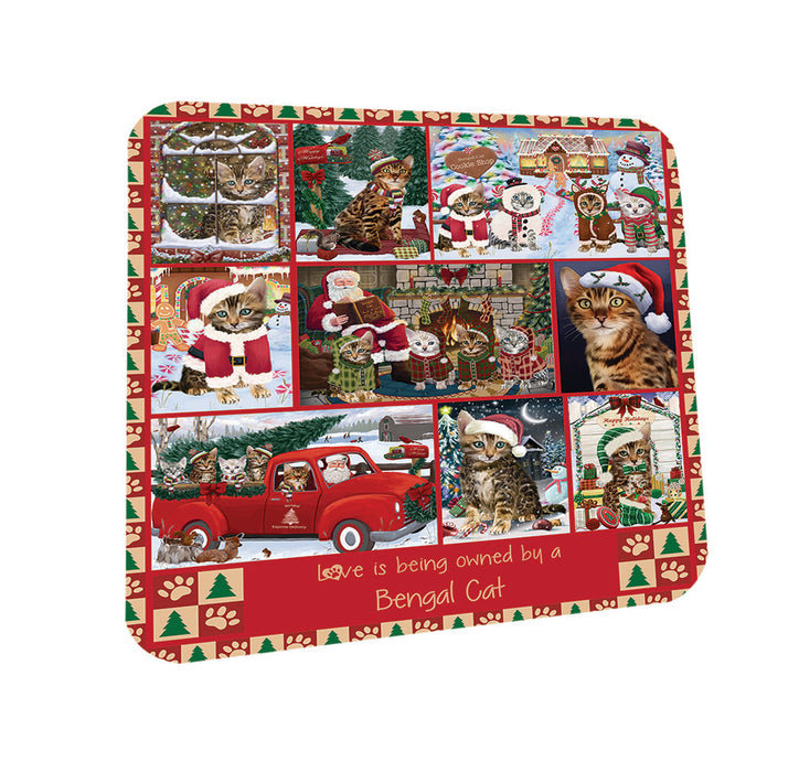 Love is Being Owned Christmas Bengal Cats Coasters Set of 4 CST57156