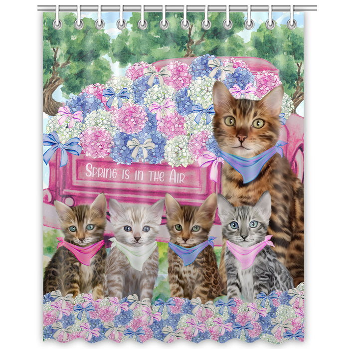 Bengal Cats Shower Curtain: Explore a Variety of Designs, Halloween Bathtub Curtains for Bathroom with Hooks, Personalized, Custom, Gift for Pet and Cat Lovers