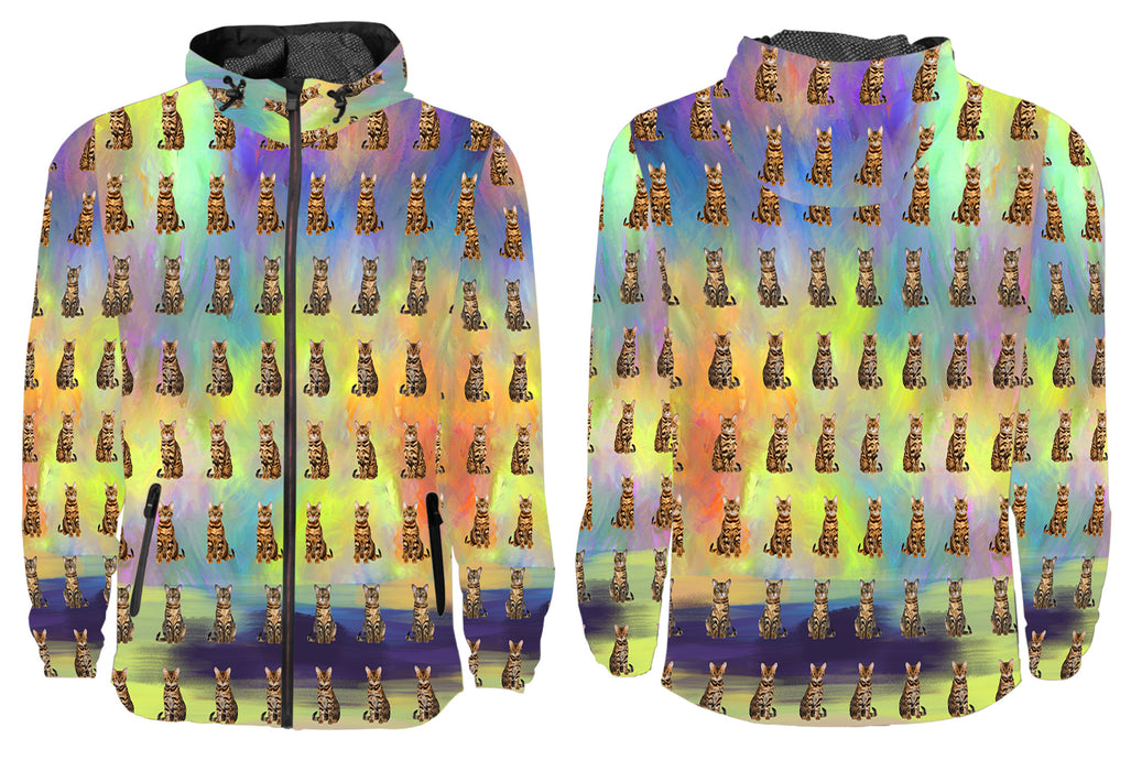 Paradise Wave Bengal Cats All Over Print Windbreaker for Men