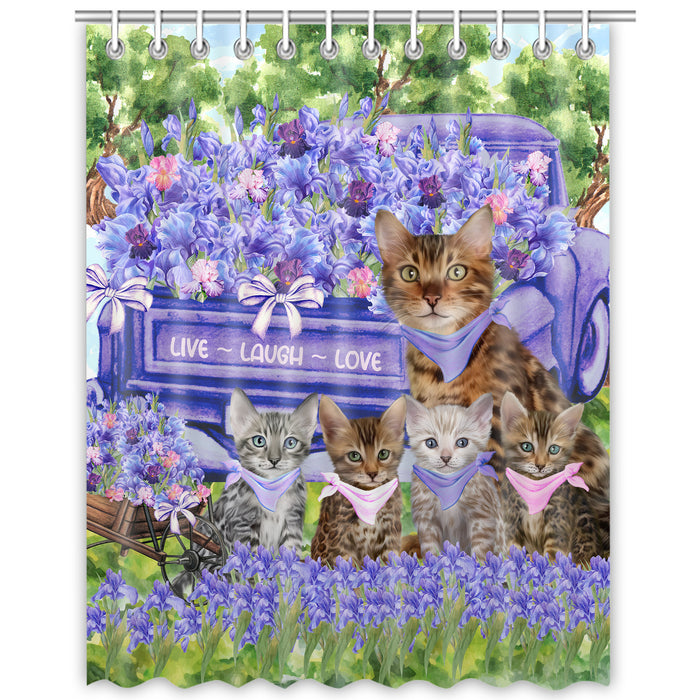 Bengal Cats Shower Curtain, Explore a Variety of Personalized Designs, Custom, Waterproof Bathtub Curtains with Hooks for Bathroom, Cat Gift for Pet Lovers