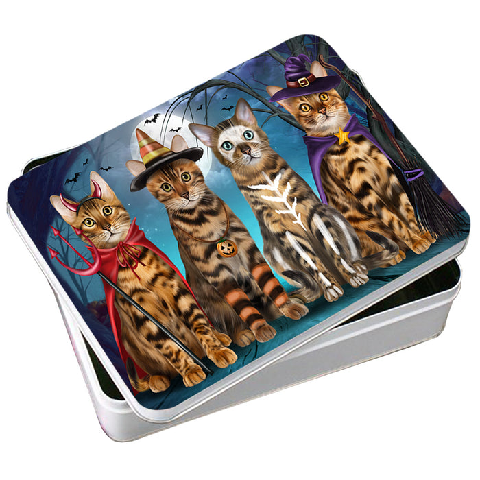 Happy Halloween Trick or Treat Bengal Cats Photo Storage Tin PITN54421