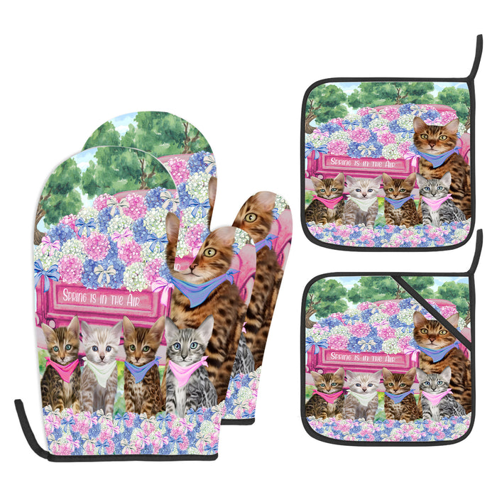 Bengal Cat Oven Mitts and Pot Holder: Explore a Variety of Designs, Potholders with Kitchen Gloves for Cooking, Custom, Personalized, Gifts for Pet & Cat Lover