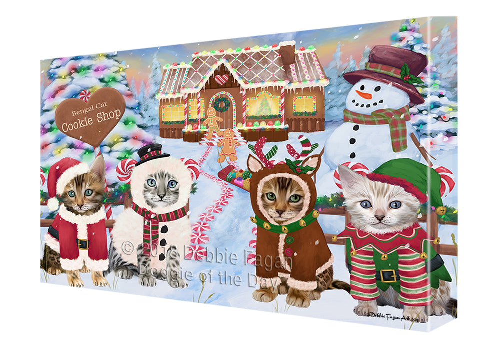 Holiday Gingerbread Cookie Shop Bengal Cats Canvas Print Wall Art Décor CVS127160