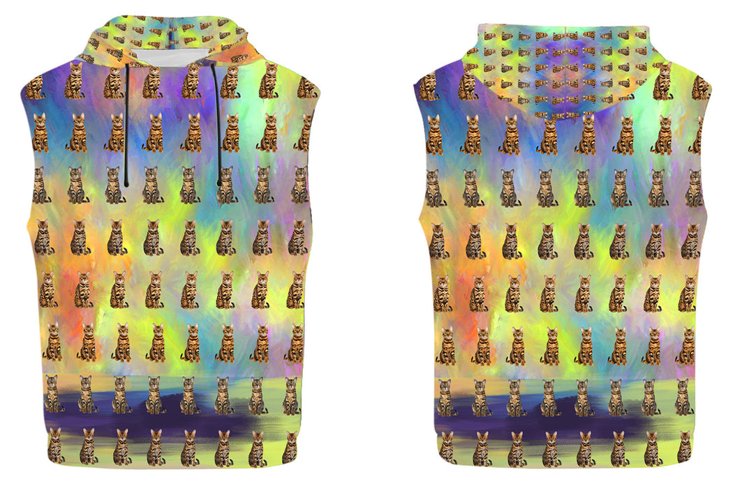 Paradise Wave Bengal Cats All Over Print Sleeveless Women's Hoodie