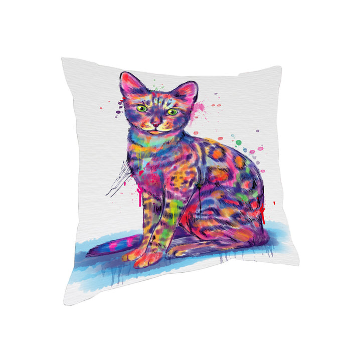 Watercolor Bengal Cat Pillow PIL83732