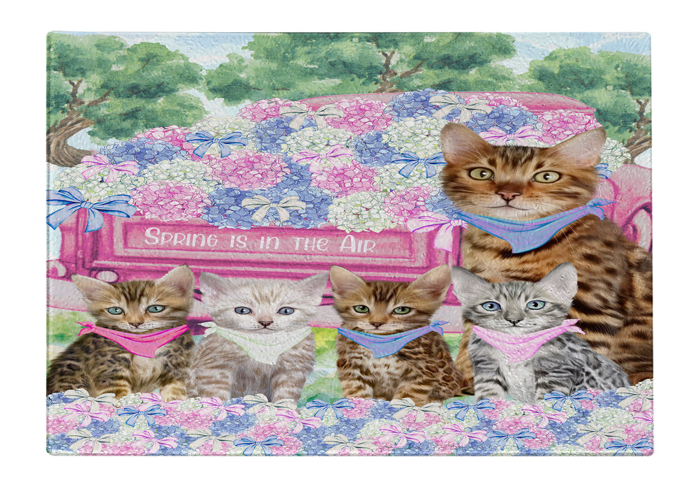 Bengal Cats Cutting Board, Explore a Variety of Designs, Custom, Personalized, Kitchen Tempered Glass Chopping Meats, Vegetables, Cat Gift for Pet Lovers