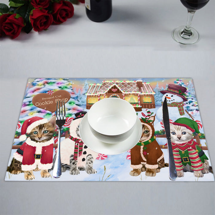 Holiday Gingerbread Cookie Bengal Cats Placemat