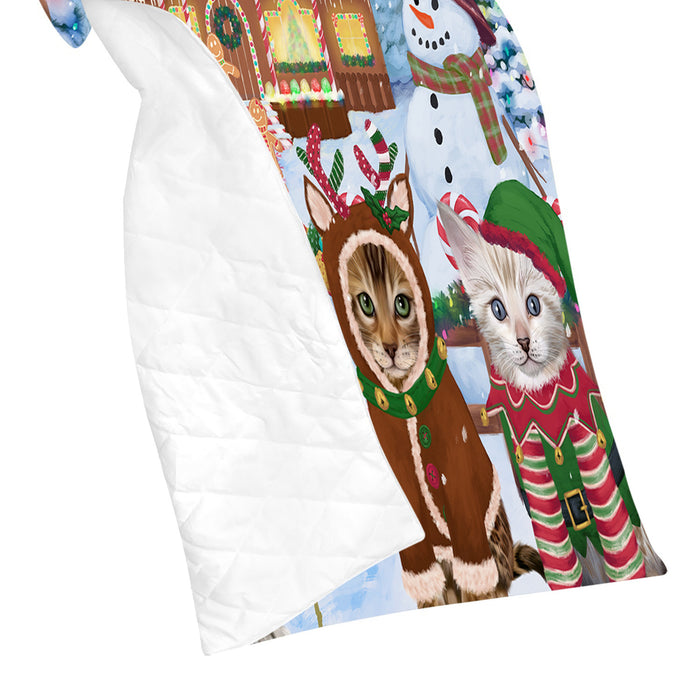 Holiday Gingerbread Cookie Bengal Cats Quilt