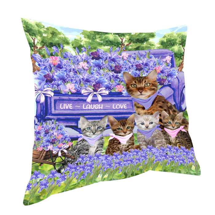 Bengal Cats Pillow, Cushion Throw Pillows for Sofa Couch Bed, Explore a Variety of Designs, Custom, Personalized, Cat and Pet Lovers Gift