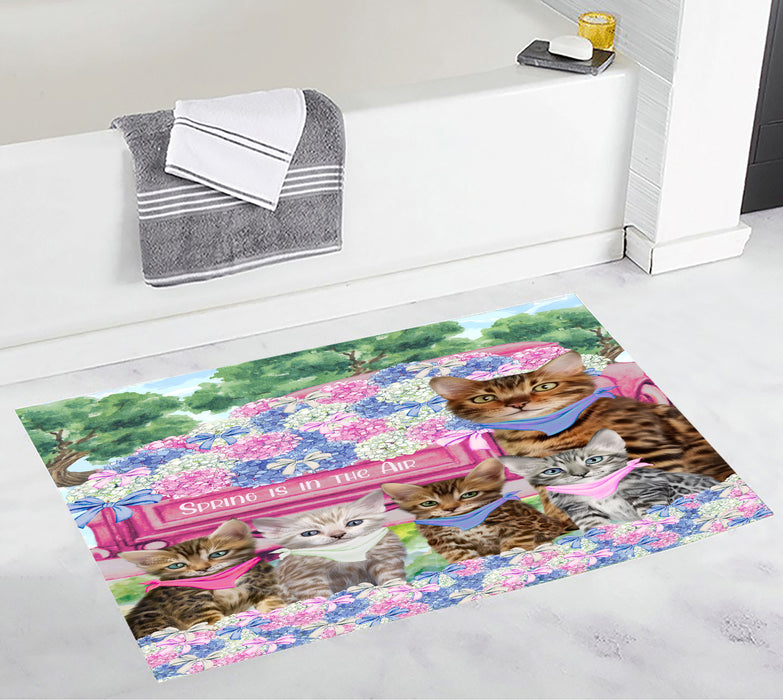 Bengal Cats Bath Mat: Non-Slip Bathroom Rug Mats, Custom, Explore a Variety of Designs, Personalized, Gift for Pet and Cat Lovers