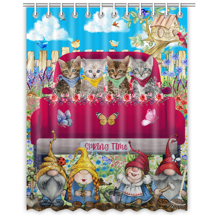 Bengal Cats Shower Curtain: Explore a Variety of Designs, Halloween Bathtub Curtains for Bathroom with Hooks, Personalized, Custom, Gift for Pet and Cat Lovers