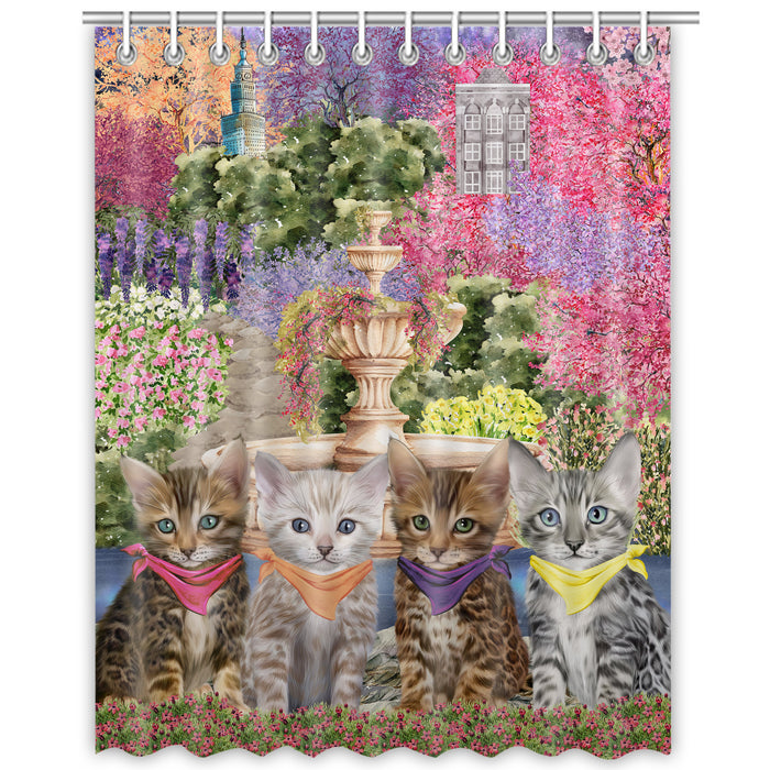 Bengal Cats Shower Curtain, Custom Bathtub Curtains with Hooks for Bathroom, Explore a Variety of Designs, Personalized, Gift for Pet and Cat Lovers