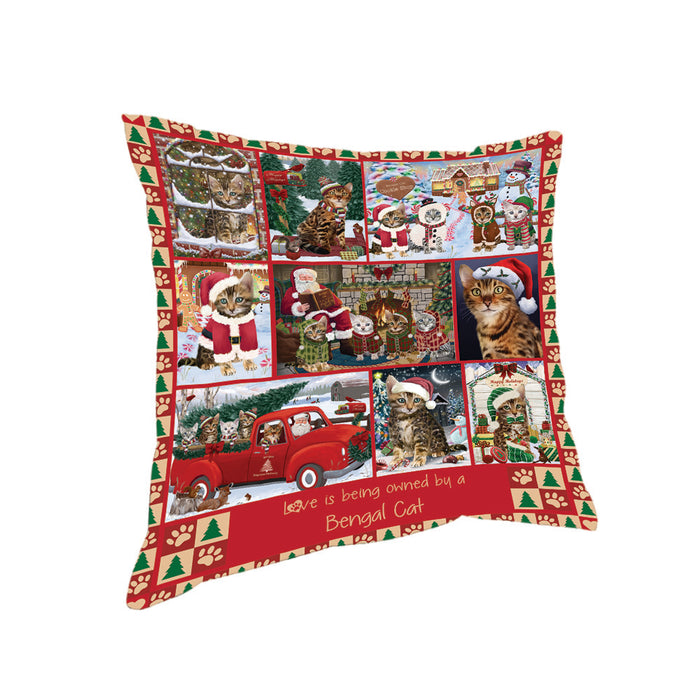 Love is Being Owned Christmas Bengal Cats Pillow PIL85652