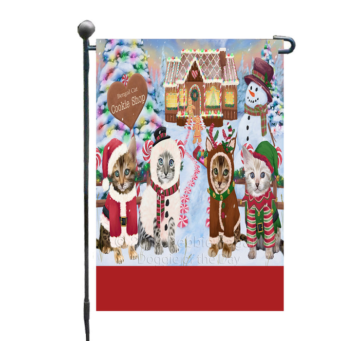 Personalized Holiday Gingerbread Cookie Shop Bengal Cats Custom Garden Flags GFLG-DOTD-A59178