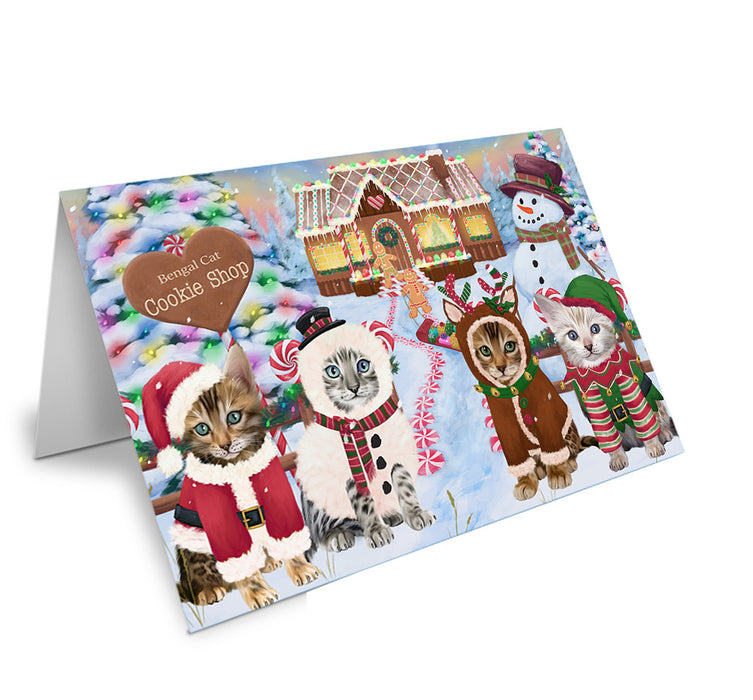 Holiday Gingerbread Cookie Shop Bengal Cats Handmade Artwork Assorted Pets Greeting Cards and Note Cards with Envelopes for All Occasions and Holiday Seasons GCD72827