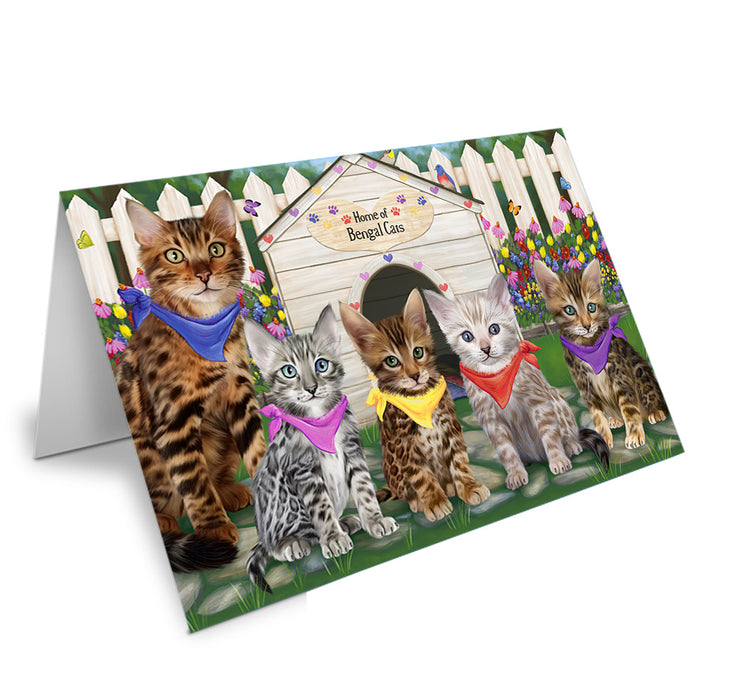 Spring Dog House Bengal Cats Handmade Artwork Assorted Pets Greeting Cards and Note Cards with Envelopes for All Occasions and Holiday Seasons GCD60629