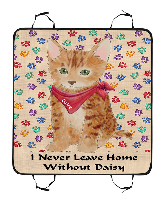 Personalized I Never Leave Home Paw Print Bengal Cats Pet Back Car Seat Cover