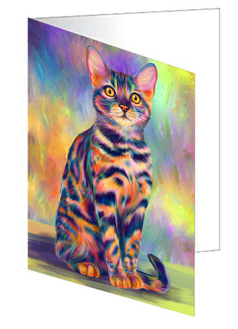 Paradise Wave Bengal Cat Handmade Artwork Assorted Pets Greeting Cards and Note Cards with Envelopes for All Occasions and Holiday Seasons GCD72680