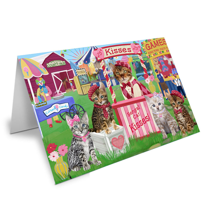 Carnival Kissing Booth Bengal Cats Handmade Artwork Assorted Pets Greeting Cards and Note Cards with Envelopes for All Occasions and Holiday Seasons GCD71861