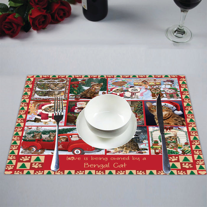 Love is Being Owned Christmas Bengal Cats Placemat