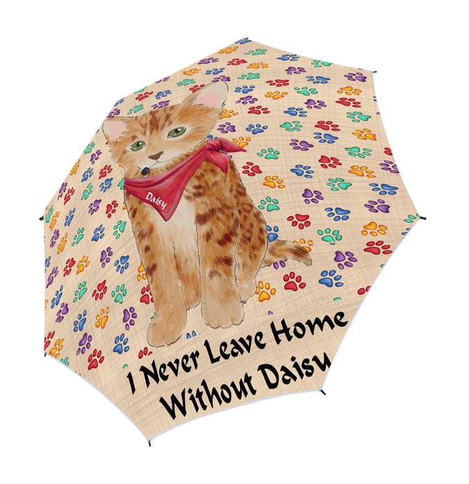 Custom Pet Name Personalized I never Leave Home Bengal Cat Semi-Automatic Foldable Umbrella