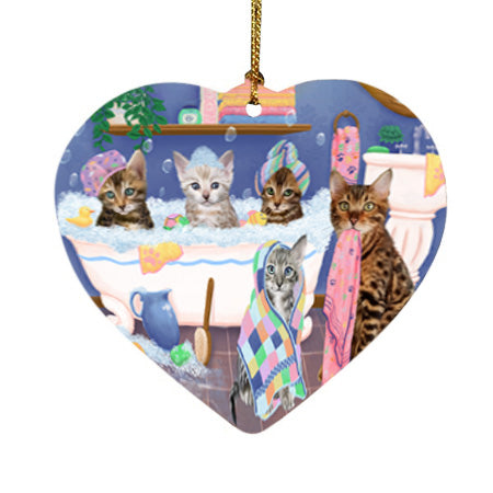 Rub A Dub Dogs In A Tub Bengal Cats Heart Christmas Ornament HPOR57118