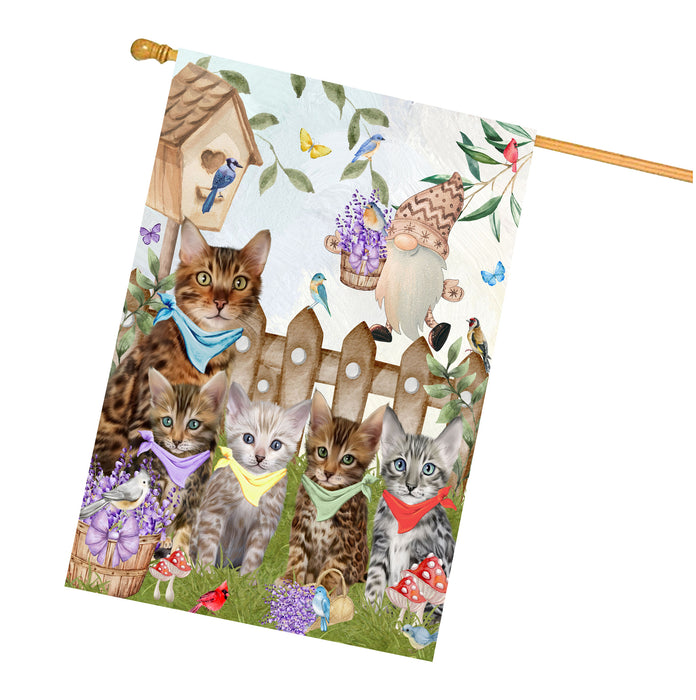 Bengal Cats House Flag: Explore a Variety of Designs, Custom, Personalized, Weather Resistant, Double-Sided, Home Outside Yard Decor for Cat and Pet Lovers