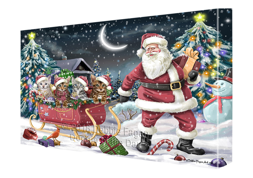 Santa Sled Dogs Christmas Happy Holidays Bengal Cats Canvas Print Wall Art Décor CVS82682