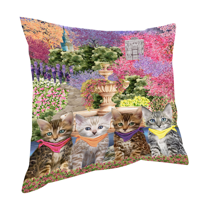Bengal Cats Throw Pillow: Explore a Variety of Designs, Custom, Cushion Pillows for Sofa Couch Bed, Personalized, Cat Lover's Gifts
