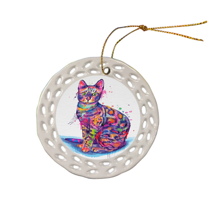 Watercolor Bengal Cat Ceramic Doily Ornament DPOR57430