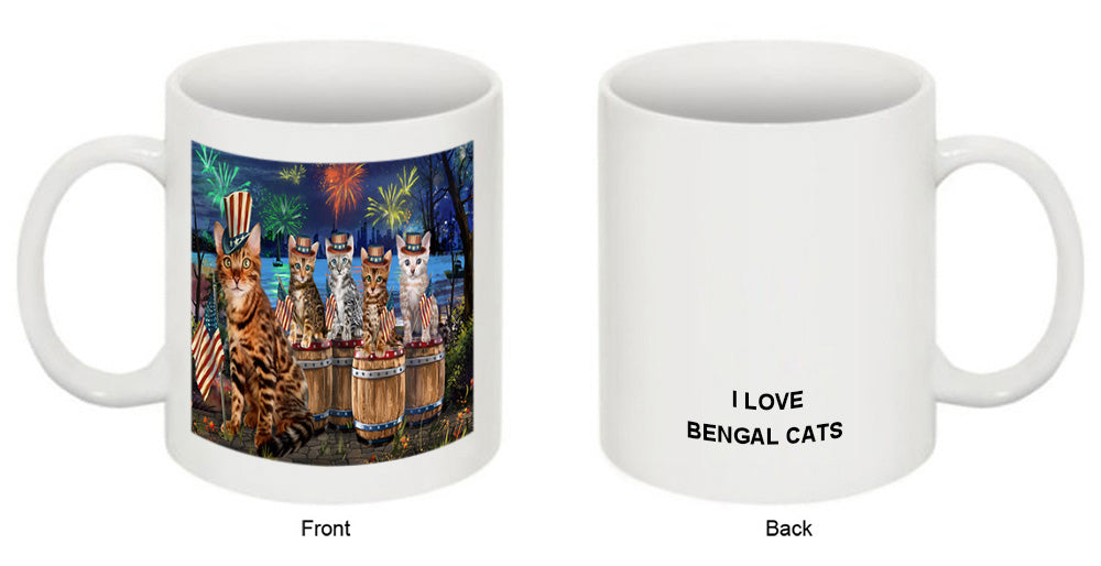 4th of July Independence Day Firework Bengal Cats Coffee Mug MUG49505