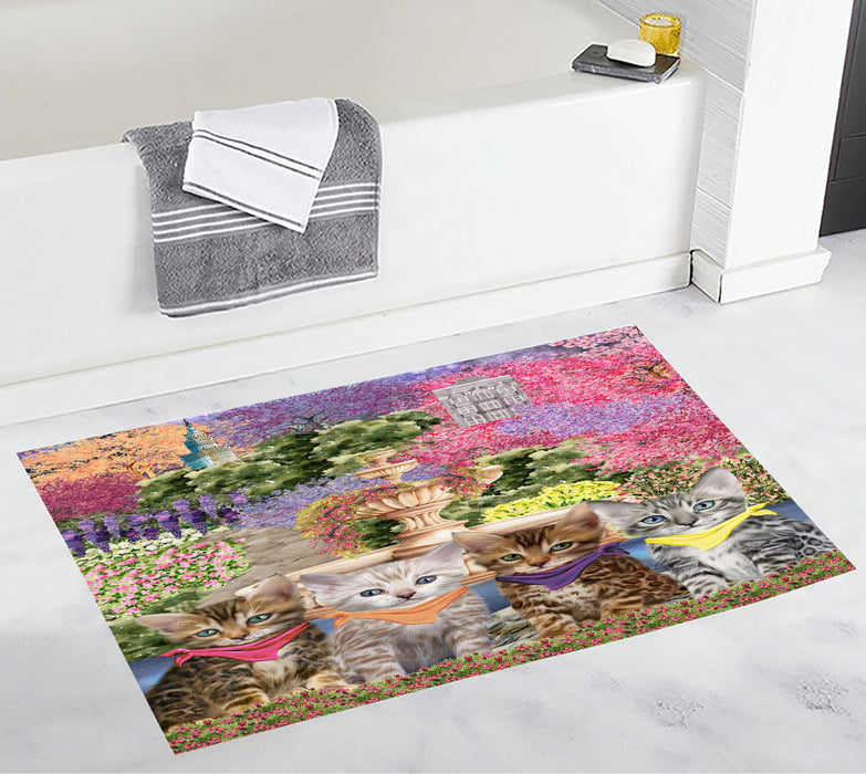 Bengal Cats Bath Mat: Explore a Variety of Designs, Personalized, Anti-Slip Bathroom Halloween Rug Mats, Custom, Pet Gift for Cat Lovers