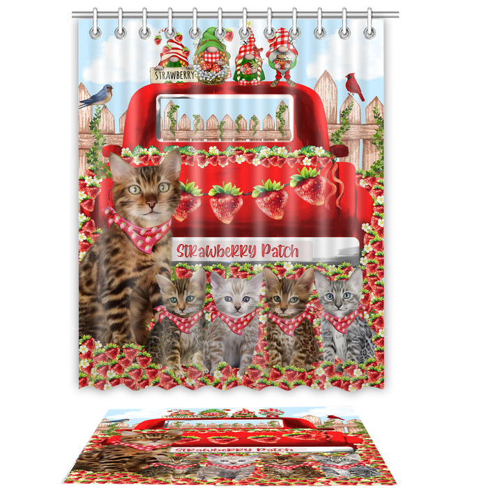 Bengal Cat Shower Curtain & Bath Mat Set: Explore a Variety of Designs, Custom, Personalized, Curtains with hooks and Rug Bathroom Decor, Gift for Cats and Pet Lovers