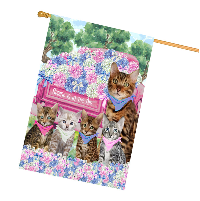Bengal Cats House Flag: Explore a Variety of Personalized Designs, Double-Sided, Weather Resistant, Custom, Home Outside Yard Decor for Cat and Pet Lovers