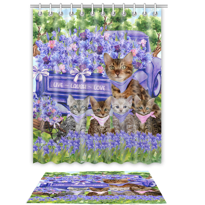 Bengal Cat Shower Curtain & Bath Mat Set - Explore a Variety of Custom Designs - Personalized Curtains with hooks and Rug for Bathroom Decor - Cats Gift for Pet Lovers
