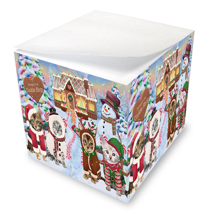 Holiday Gingerbread Cookie Shop Bengal Cats Note Cube NOC54176