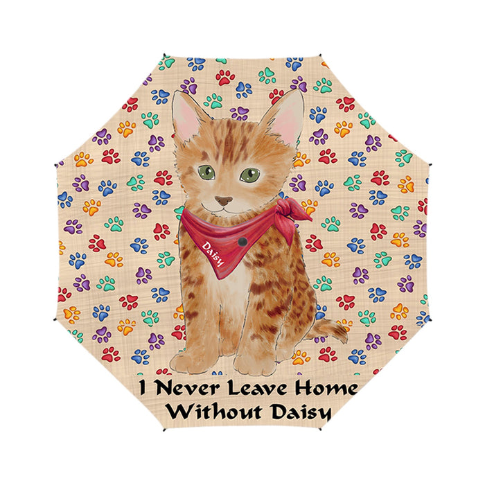 Custom Pet Name Personalized I never Leave Home Bengal Cat Semi-Automatic Foldable Umbrella