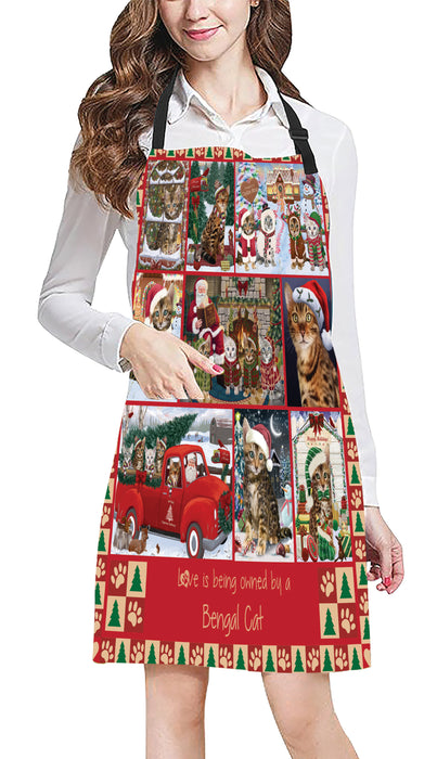 Love is Being Owned Christmas Bengal Cats Apron
