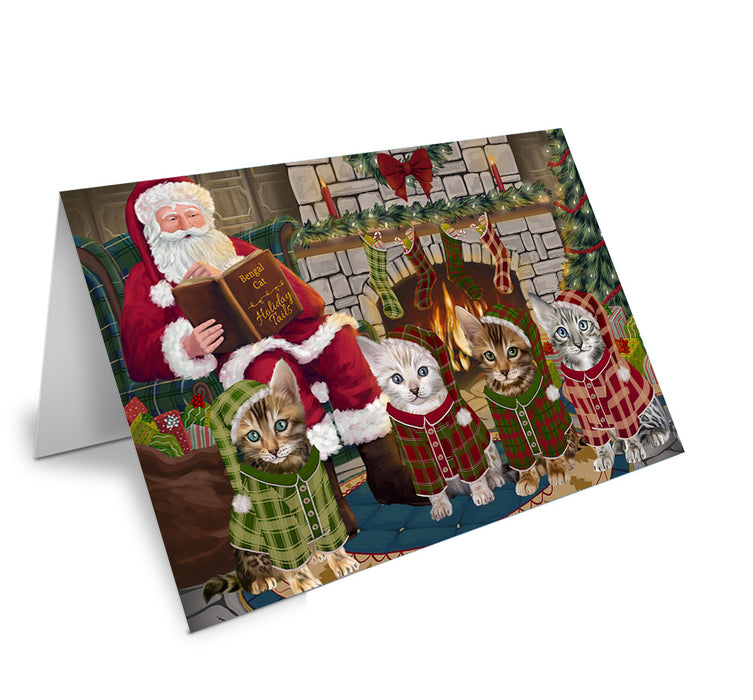 Christmas Cozy Holiday Tails Bengal Cats Handmade Artwork Assorted Pets Greeting Cards and Note Cards with Envelopes for All Occasions and Holiday Seasons GCD69809